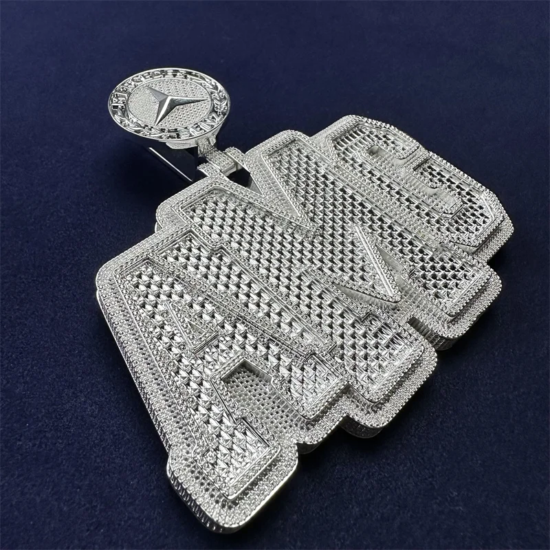 Iced out moissanite custom logo pendant Sterling silver 925 jewelry perfect polishing well craftmanship