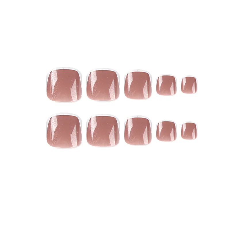 Fashion Design Shinny Full Cover Short False Toe Nail Supplies Full Cover Artificial French Acrylic False Press On Toe Nails