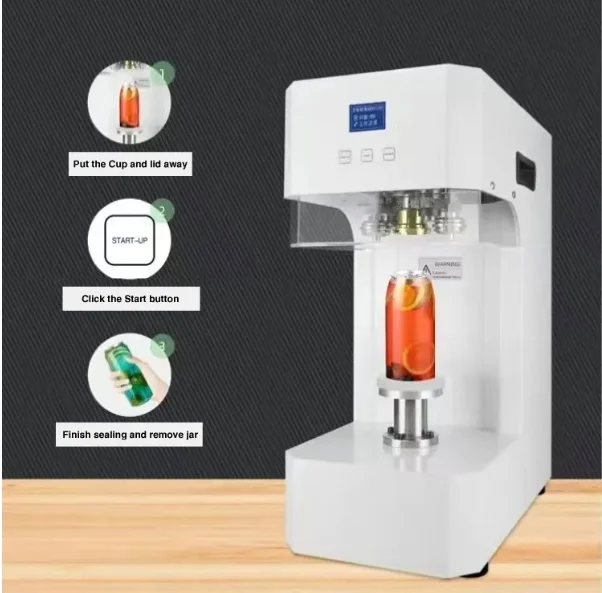 110v Automatic intelligent Non-rotating Can Sealer Soda Tin Can Seamer Bubble Tea Aluminum Beverage Can Sealing Machine