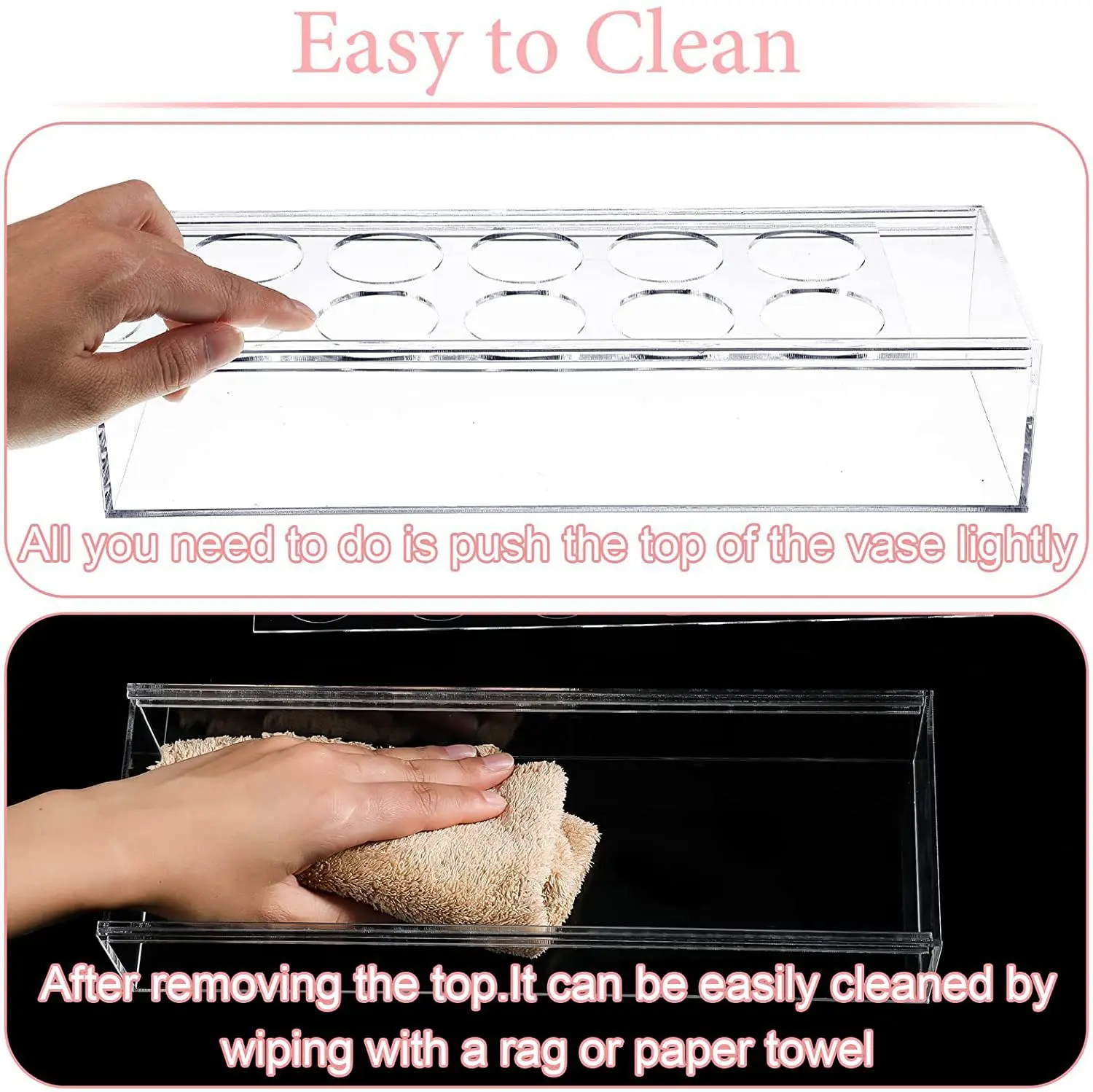 Rose Clear Acrylic Flower Vase Rectangular Home Wedding Tabletop Vase Centerpieces Ins Style European American Flower Vase