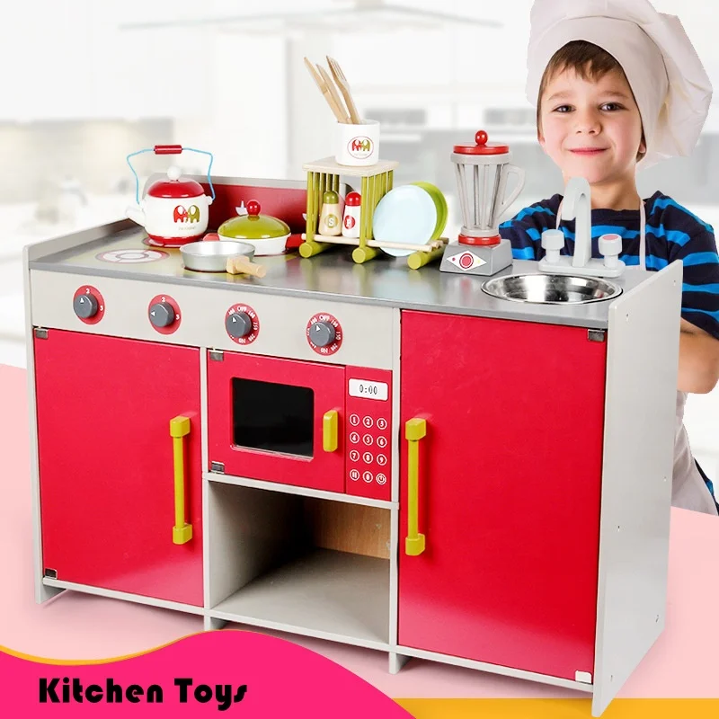 Europe kitchen miniature kitchen toys Children Wooden Pretend Play Game Kitchen Toys Wooden Cube
