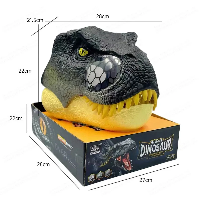 QS 2023 New Arrival Open Mouth Realistic Electric Plastic Halloween Dinosaur Head Mask Toys With Sound Kids Adults Party Toys