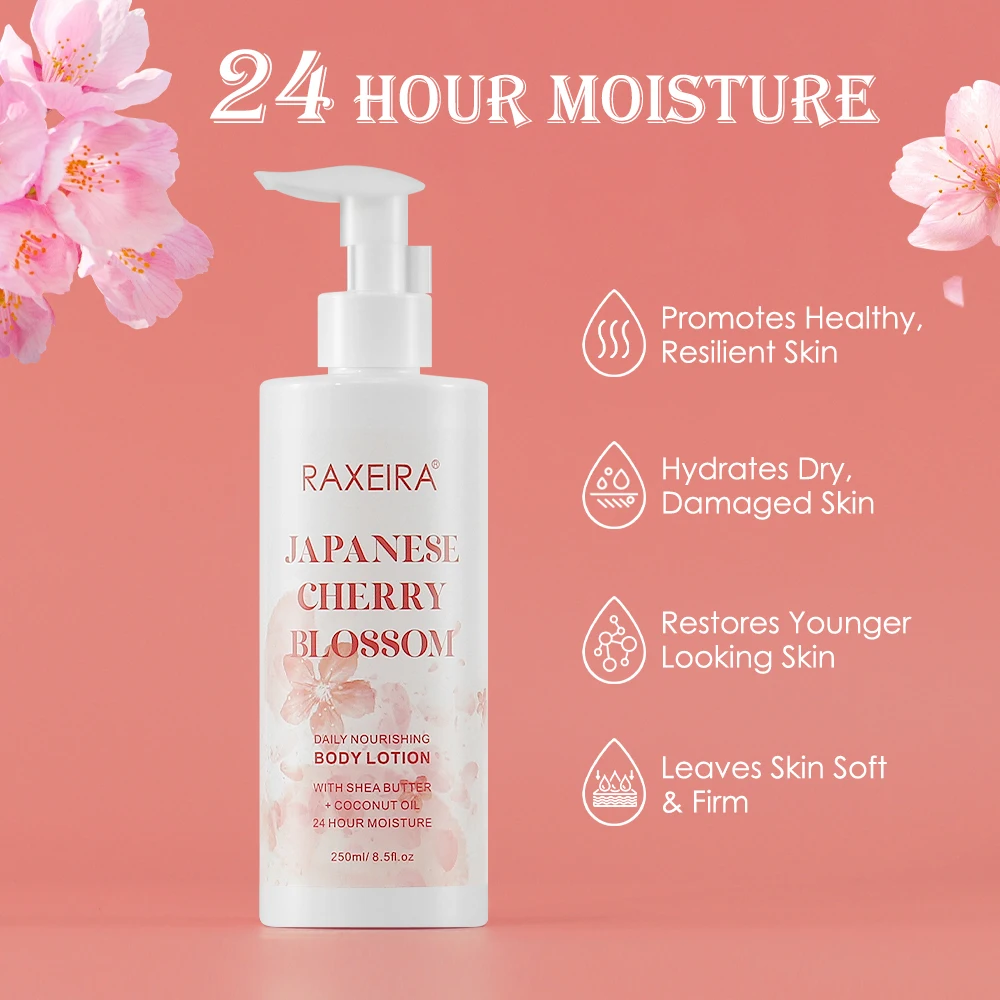 Japanese Cherry Blossom Body Cream Lotion Nourishing Coconut Kojic Acid Vitamin E Chemical Ingredients for Adults Babies