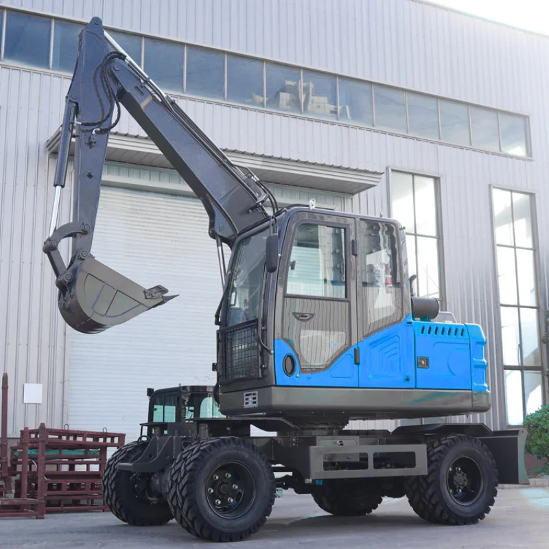 Cheap 6.5 Ton 7.5 Ton 8 Ton Excavator Bucket Construction Excavator Machine Hydraulic Transmission Wheel Excavator For Sales