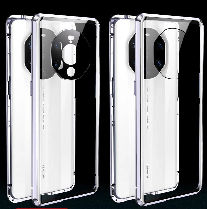 Luxury 360 Full Body Magnetic Aluminum Alloy Double Side Tempered Glass Case with Camera Lens Protection  for Huawei Mate 40 RS