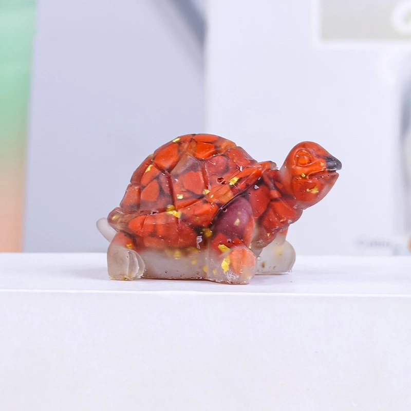 Natural Crystal Resin Natural Stone Gravel Resin Turtle Animal Gift Home Decoration Handmade