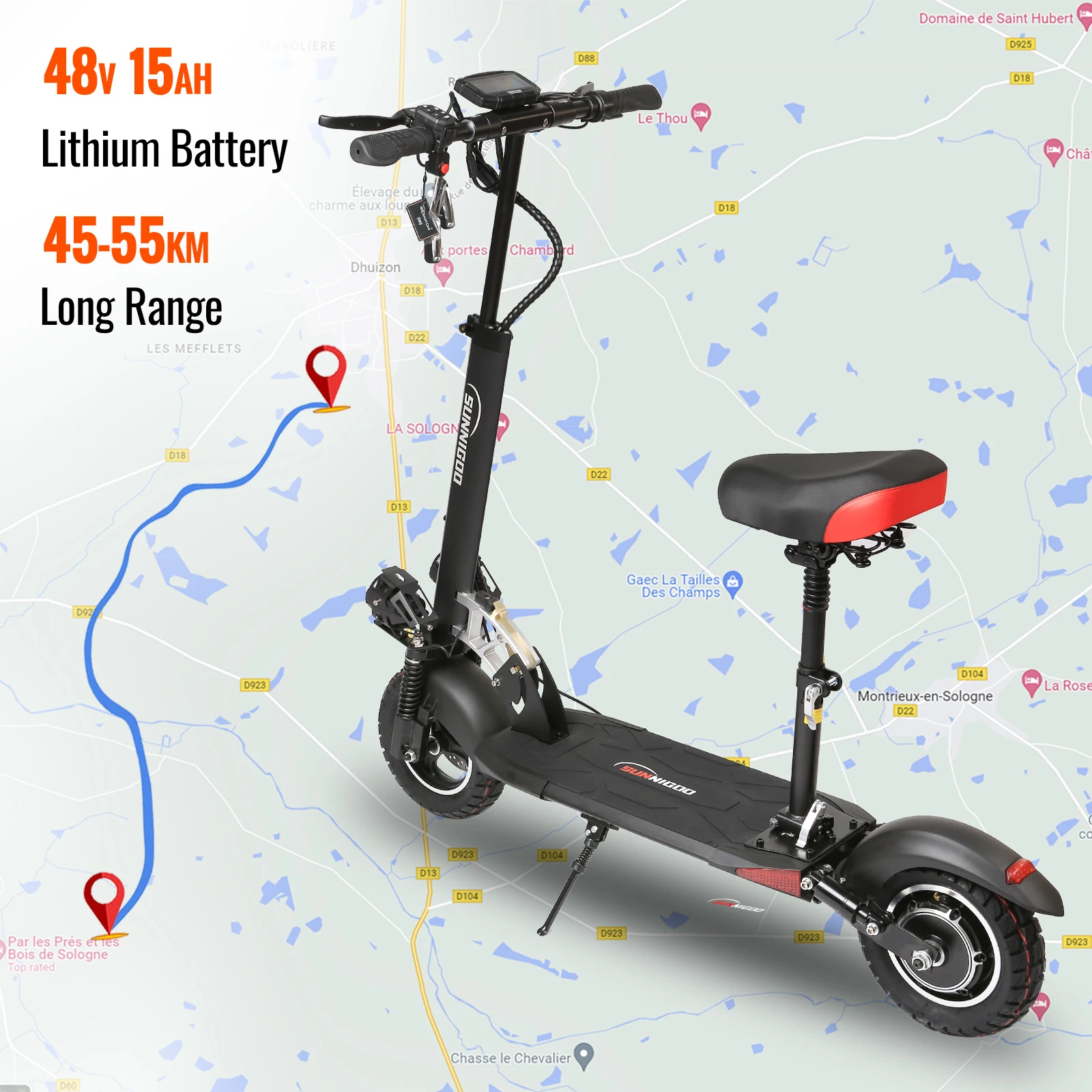 50KM/h High-Speed Electric Scooter With Rear Shock Absorber Remote Lock Protective Features for Adults City Electric Scooters