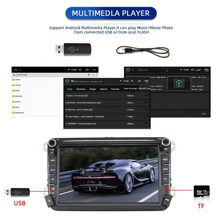 2 Double Din Android 8inch Gps Navigation System Touch Screen Video Car Radio For Vw Tiguan Passat B5 Beetle Caddy