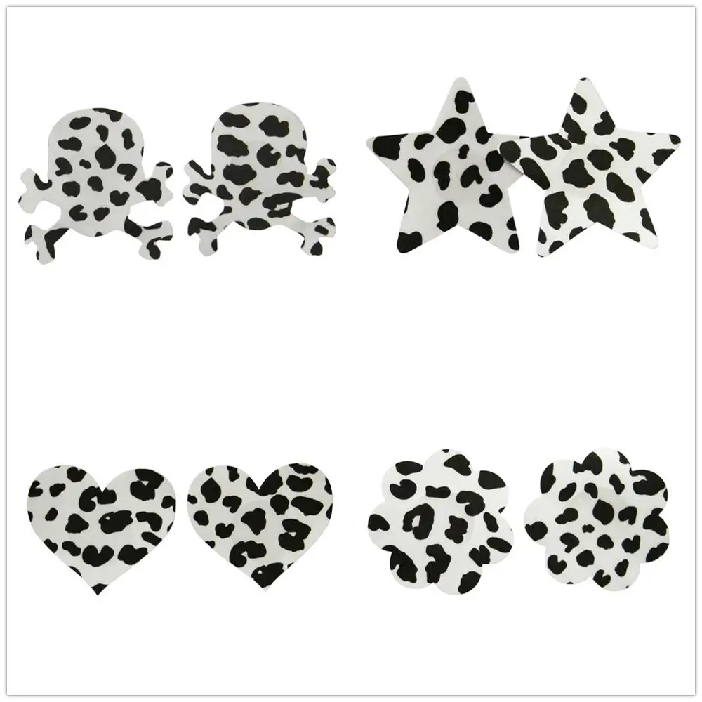 Striptease Prevent Exposure Cow Pattern Invisible Nipple Pasties Disposable Nipple Satin Milk Paste Covers
