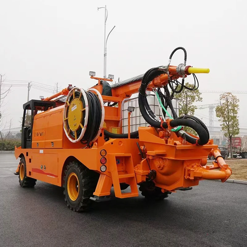 Tunnel support concrete truck type Wet spraying machinery Mine shotcrete trolley for construction