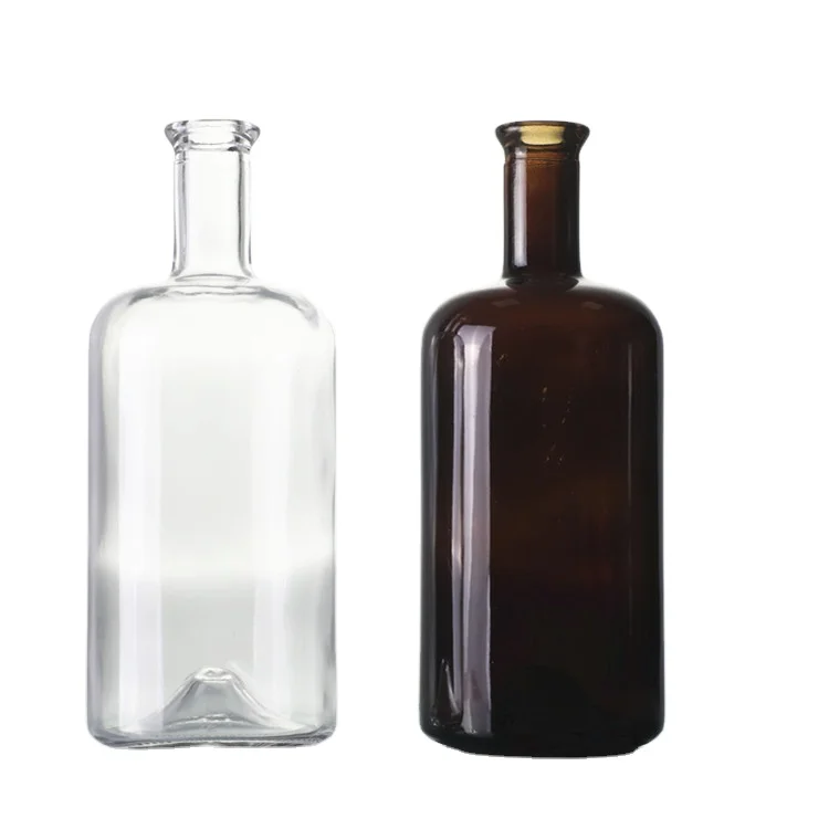 Wholesale 750ml flint glass jersey rectangle vodka bottle