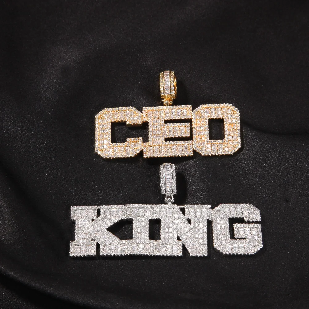 Custom Name Pendant Gold Chain Necklaces Hip Hop Custom Zircon Diamond 26 Initial Letter Name Plate Necklace Custom Jewelry Sets