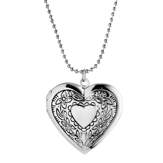 
Wholesale Gold Locket Heart Pendant Designs Printing Gold Plated Jewelry Necklace 