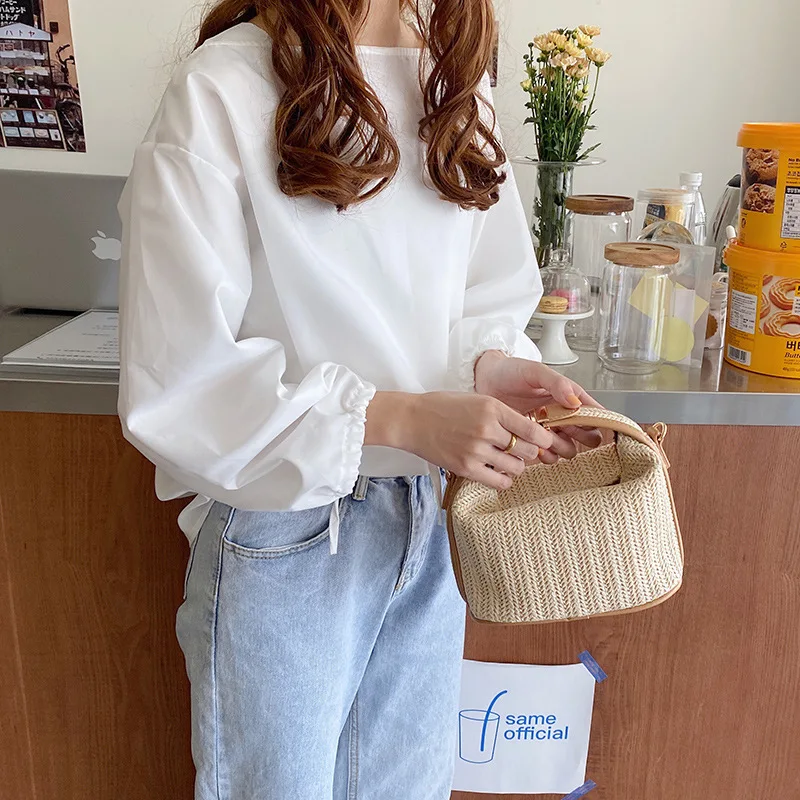 Plastic Raw Materials 2021 Korean summer new grass woven handbag fashion leisure vacation versatile one shoulder diagonalPS