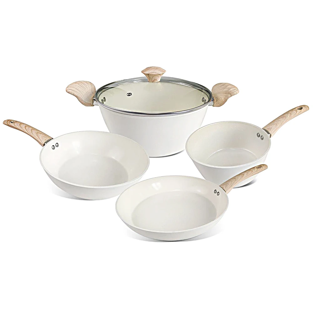 pofas free healthy non stick cookware set aluminum induction deep fry pan and sauce pan set non-stick kitchenware saute pan