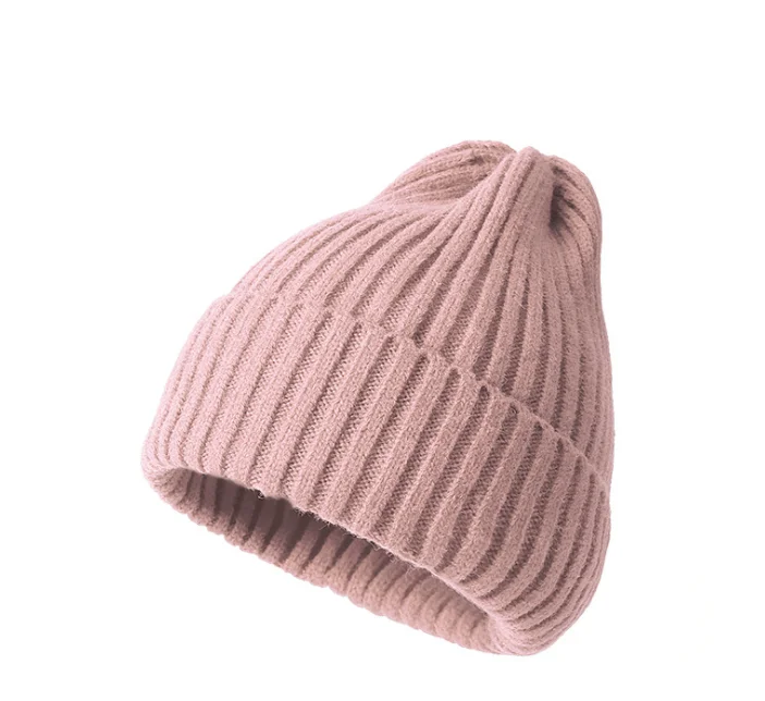 Custom Unisex Double layered Knitted Solid Hat Winter Ski Wool Beanie Hats