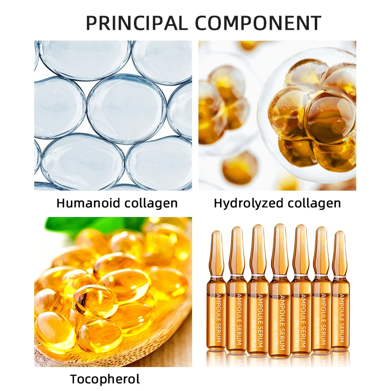 Ampoule Serum OEM Factory Organic Collagen Anti Aging Wrinkles Human Like Collagen Ampoule Serum 28 Bottles