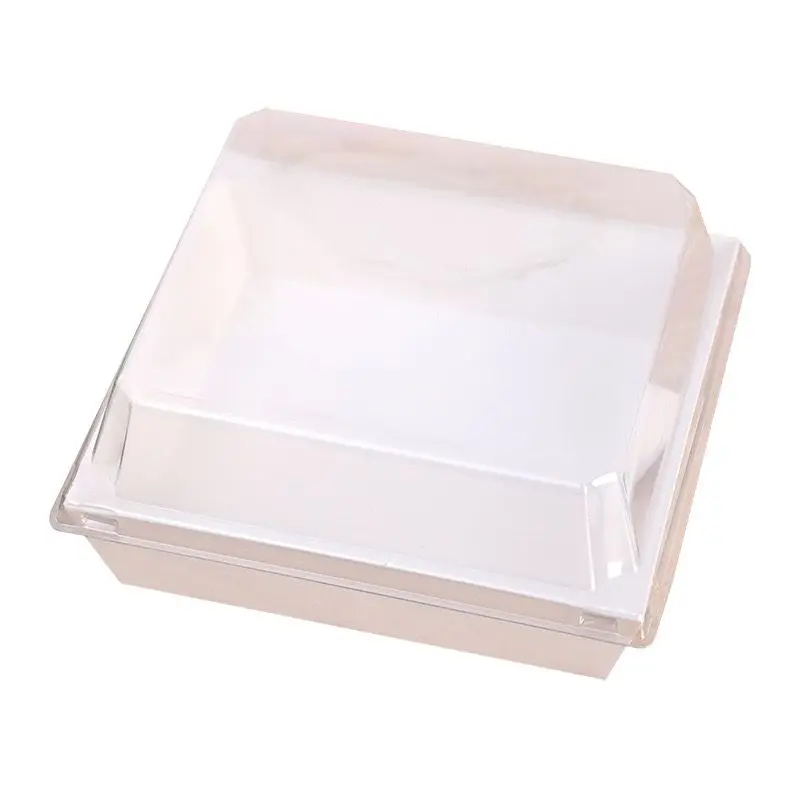 Wholesale Disposable Custom Dessert Boxes Swiss Roll Cake Slice Baking Boxes with Clear Lid Sandwich Box Packaging