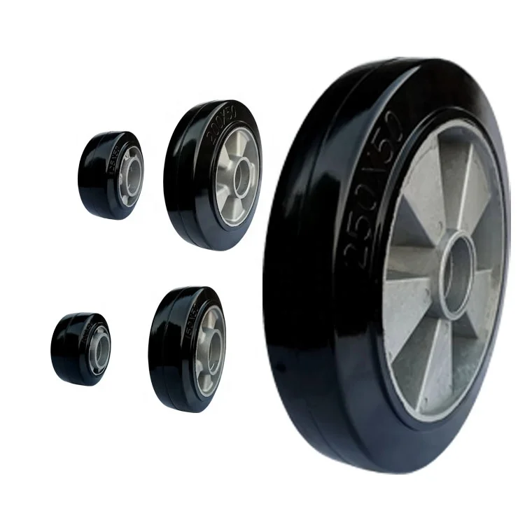
4 5 6 7 8 Castor Wheel AGV Silent Aluminum Core Rubber Cart Single Wheel Black For Supermarket 