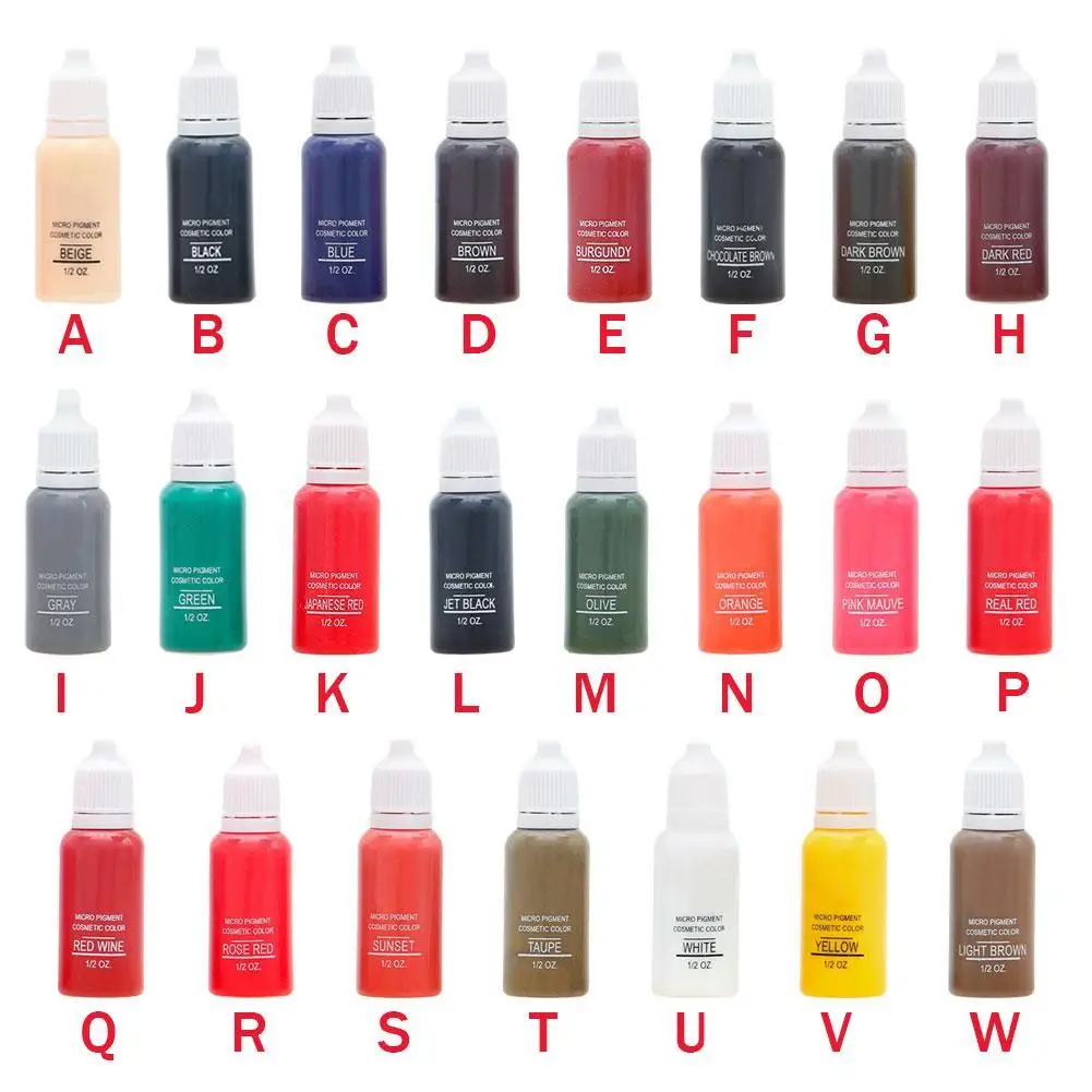 23 Color Semi Permanent Makeup Eyebrow Inks Lips Eye Line Tattoo Color Microblading Pigment Eyebrow Tattoo Color Inks
