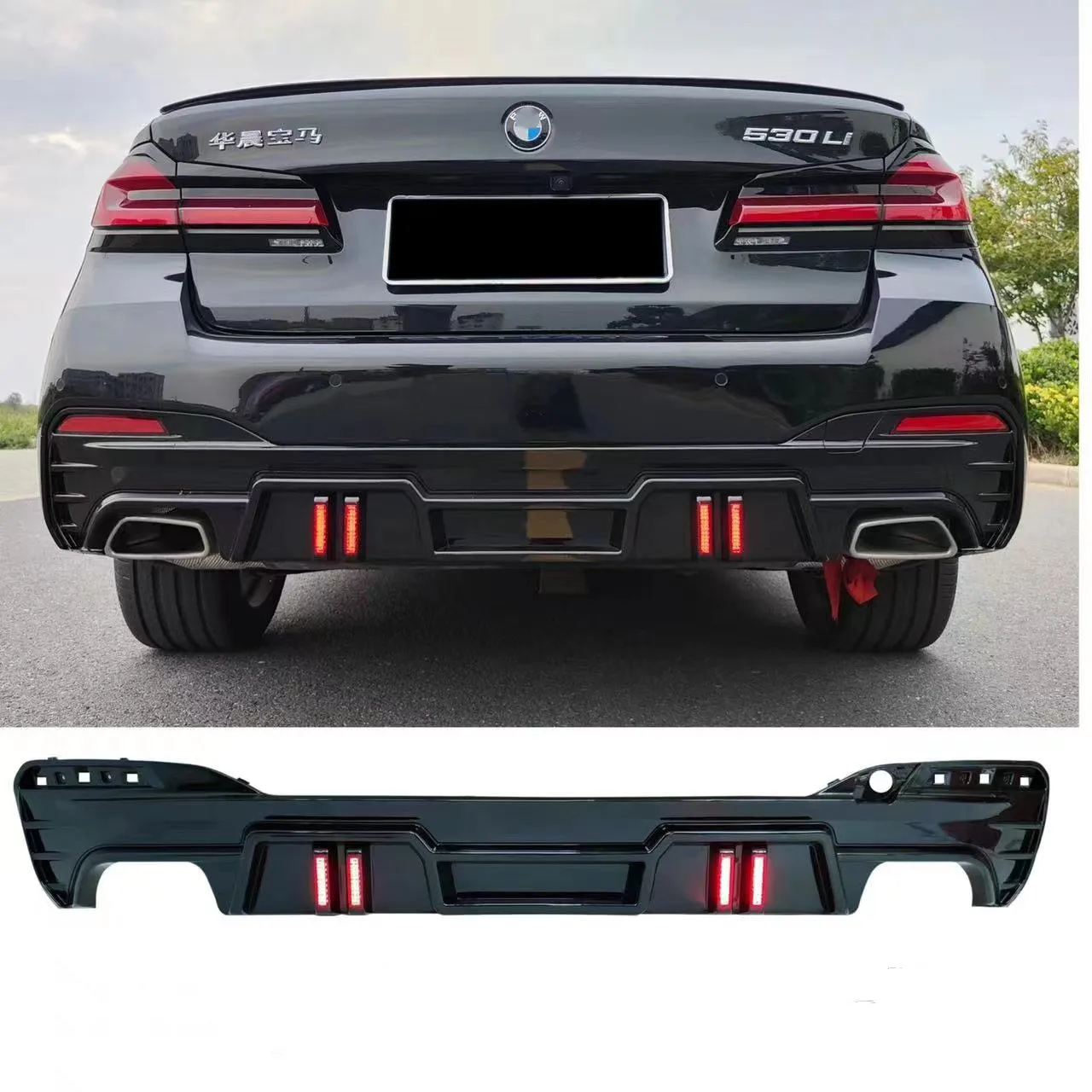 M5 Style Sport  Style Rear Bumper Lip Spoiler LED  Diffuser for BMW 5 Series G30 M Sport 2018-2022