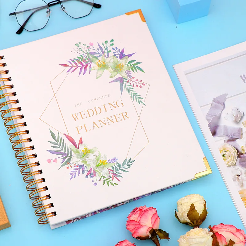 Custom Printing Wedding Planner Spiral Binding Notebook Organizer Book Wedding Notebook Planner