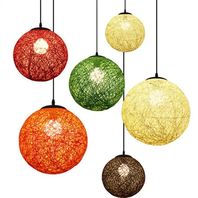 Household commercial woven lamp Personalized Clothes shop Single head rattan lamp Nordic creative bird nest hemp ball chandelier