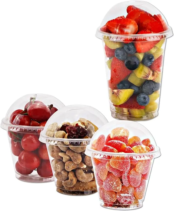 XYA Wholesale Custom PET Clear Plastic Ice Cream Cups Fruit Dessert Cold Cups Yogurt Plastic Cups With Lids