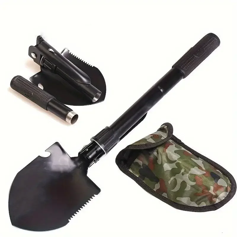 Factory Wholesale Outdoor Hiking Camping Survival Spade 5-in-1 Multifunctional Tactical Folding Shovel With Compass