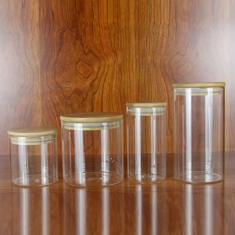 Eco-friendly Premium Quality Clear Empty Storage Food Container With Airght Bamboo Lid