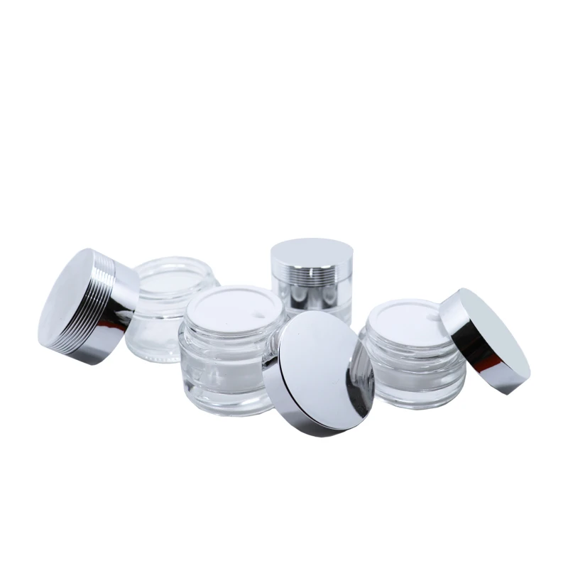 empty clear 30g 50g cosmetic container 100g glass skin care cream jar with aluminum lid