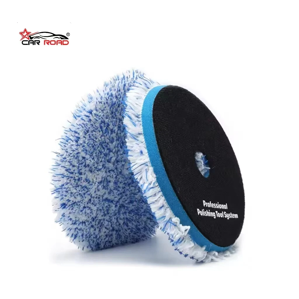 3/5/6 inch Hot blue and white high-efficiency microfiber car polishing pad for wet work