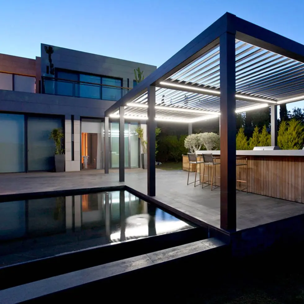 Wholesale Customized Size Motorized Adjustable Louver Awnings Outdoor Garden Bioclimatic Aluminum Pergola