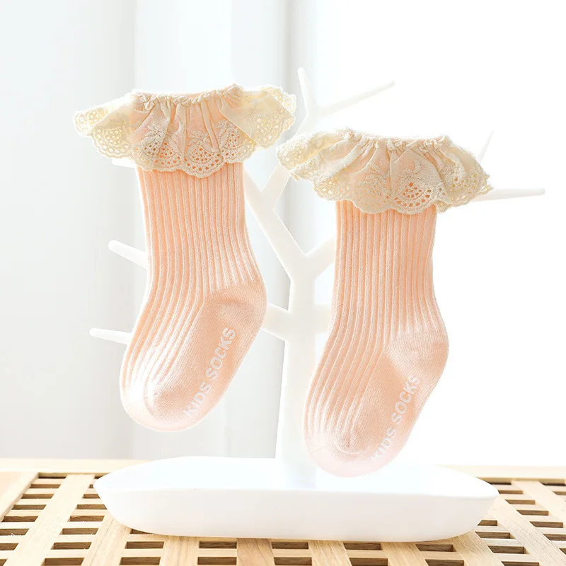 Lace Ruffle Socks Baby Newborn Girls Infant Toddler Children Ribbed Non-Slip Leg Warmer Autumn Winter Warm Socks 0-3Y