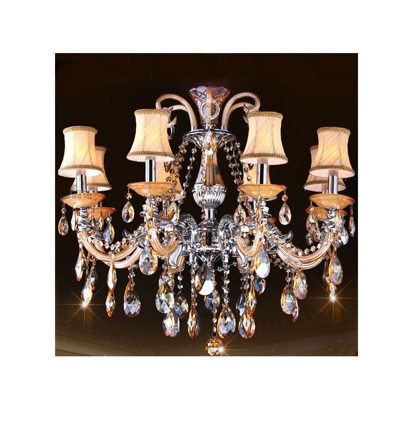 Modern decoration fabric shade luxury chandelier hot sale villa light crystal lamp small chandelier lighting for wholesale price