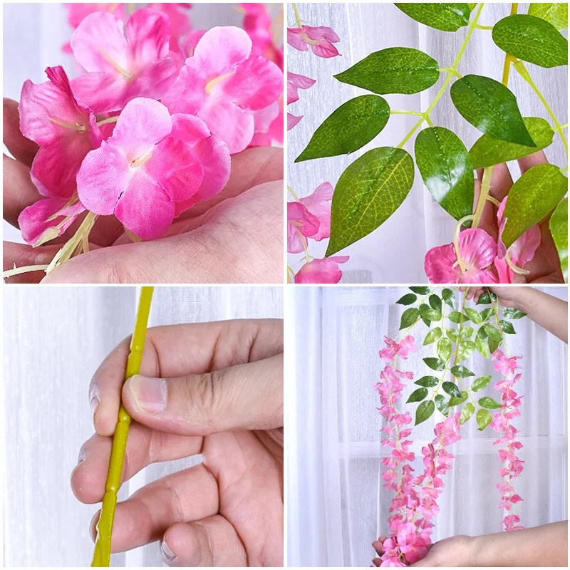Wisteria Hanging Flowers Wedding Decoration Artificial Silk Garland Wisteria Flower