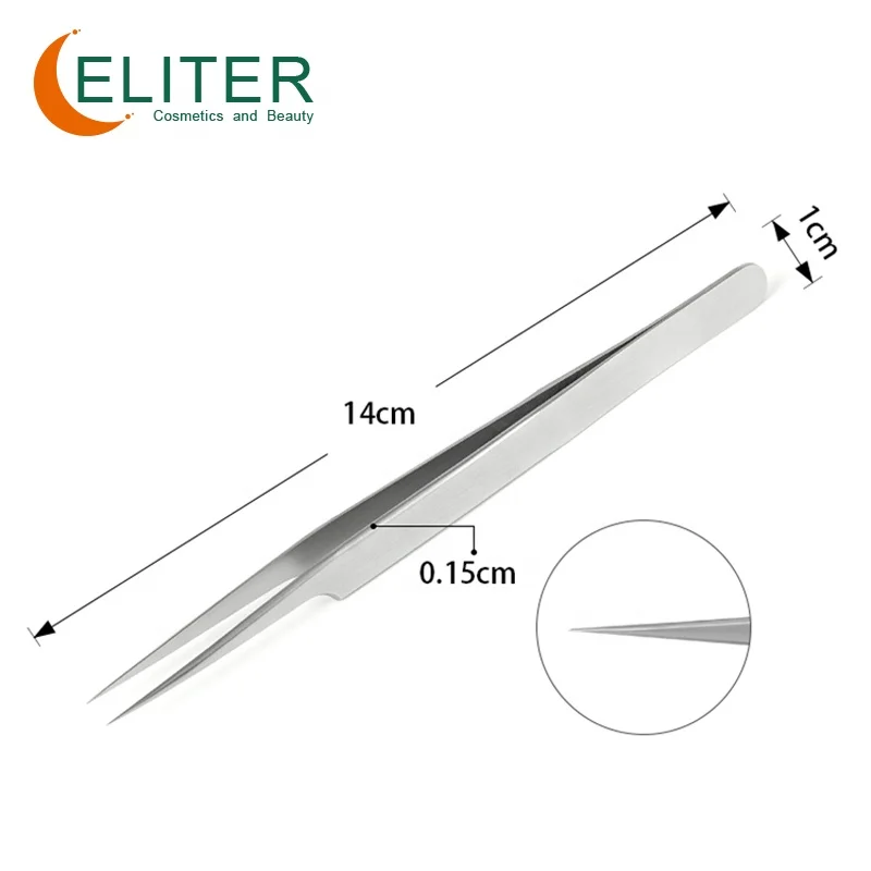 ELITER 0/80/90 Degree In Stock Eyelash Tweezers Grip Gold Matte Eyelash Tweezers Eyelash Kit With Tweezer