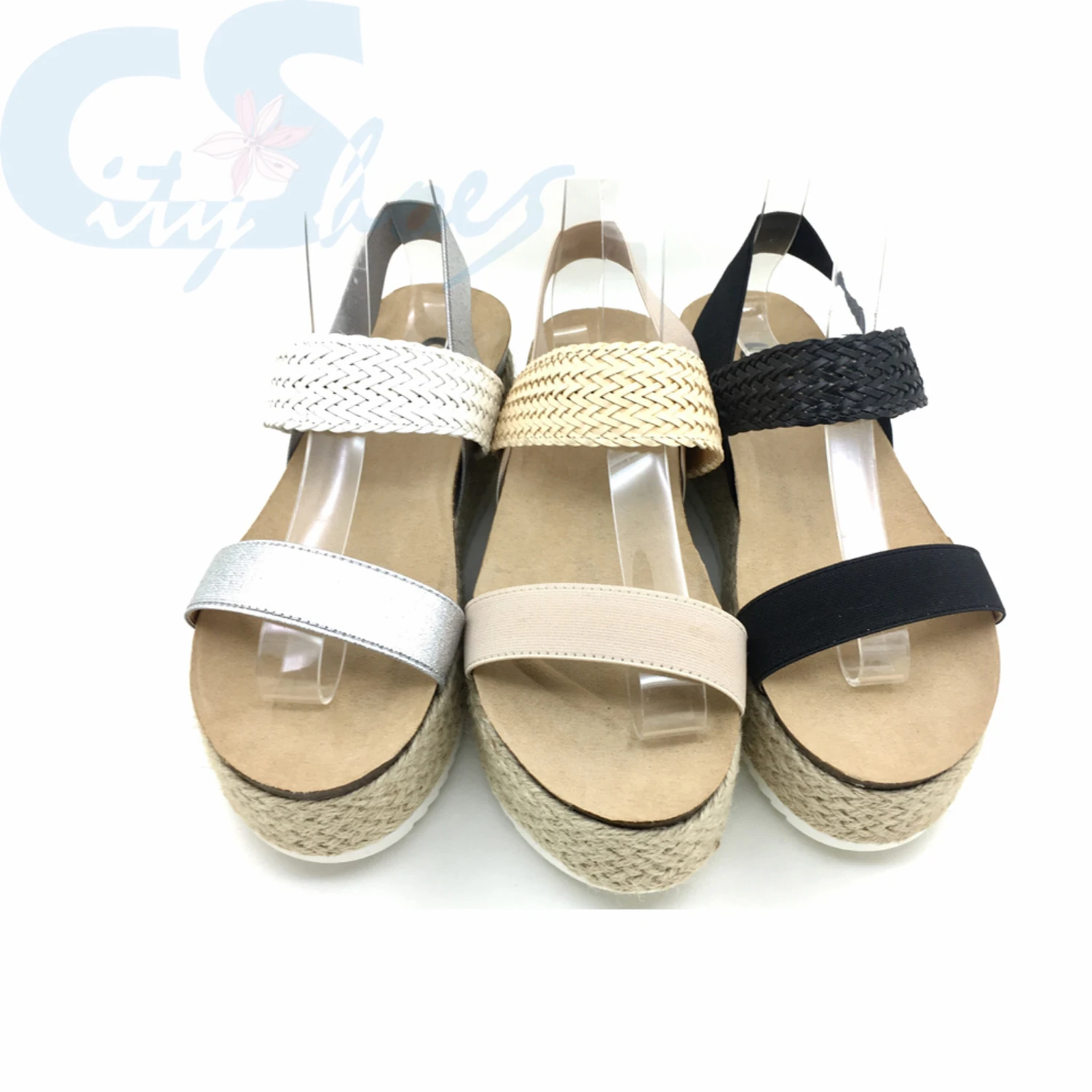Fashion Braid Elastic lady wedge heel sandals cork insole High Platform ladies shoes Espadrilles wedges women sandals