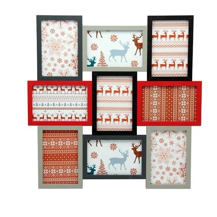High Quality Merry Christmas Collage photo frame with green tree for holiday celebration