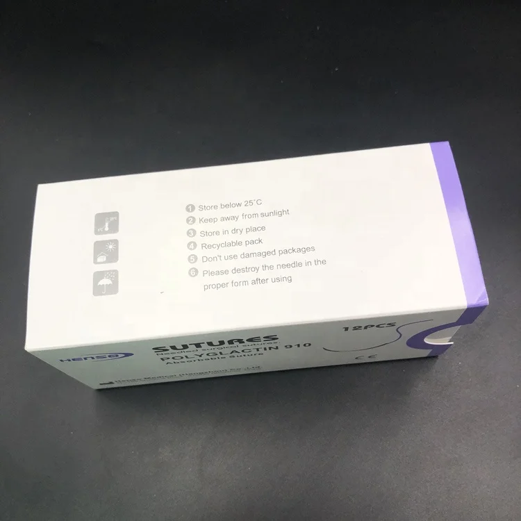 Одноразовые абсорбируемые стерильные полиглактин PGLA 910 хирургические швы с иглой Henso