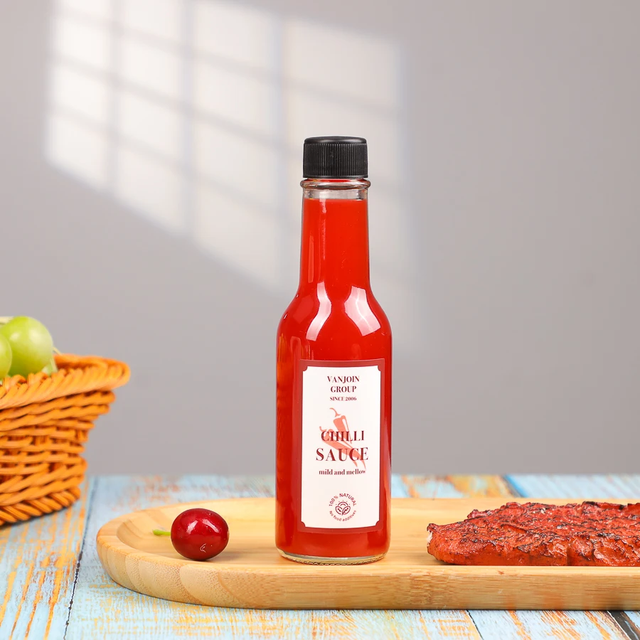 Classic Clear 90/150ml Round Jam Tomato Ketchup Glass Sauce Bottles with Sealed Screw Plastic Lid