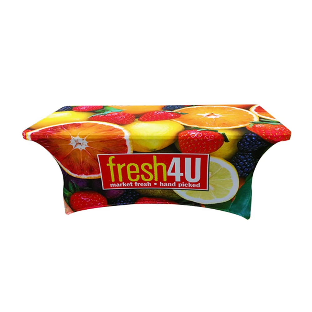 Factory Cheap Price Custom 6FT Printed Fitted Stretch Rectangular Spandex Table Cover with Custom Logo