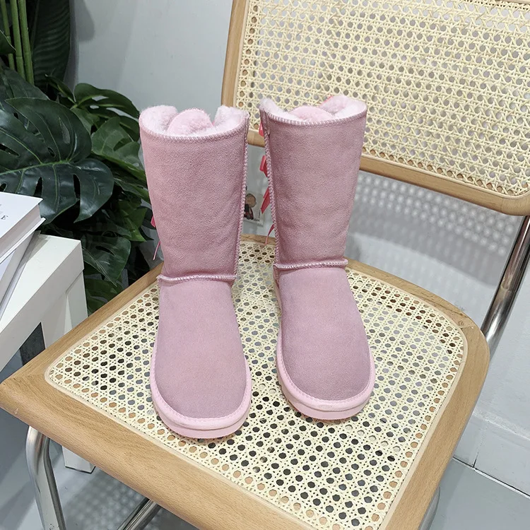 Factory Direct Wholesale Winter Warm Sheepskin Fur Boots Waterproof Furry Uggh Snow Boots For Women