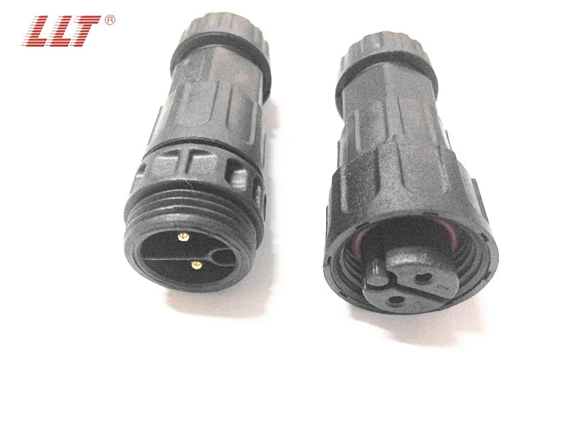 Outdoor 2 3 4 pins waterproof welding cable connector,M19 male and female threaded electrical connectors