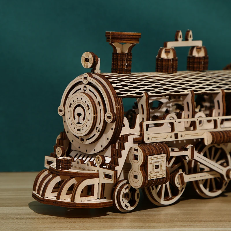 Factory outlet Gear steam train 248 pcs jigsaw puzzle DIY 3d Wood Car Puzzle
