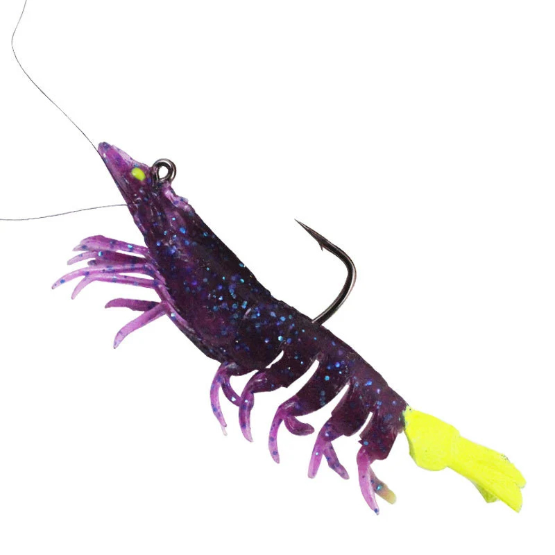 Wholesale fishing tackle lure 9cm 12g sea bass musky pike prawn luminous soft plastic shrimp fishing lures saltwater
