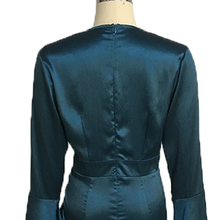  Женское атласное платье Yunnes с длинными рукавами и невидимой молнией сзади