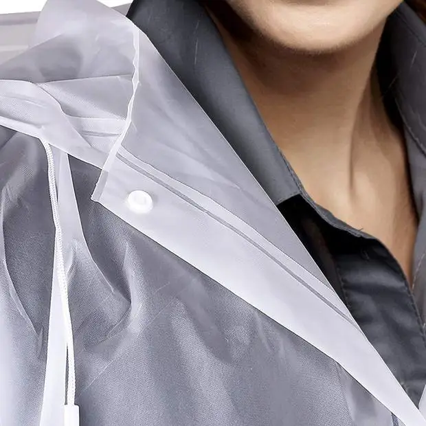 
Transparent clear Waterproof EVA raincoat with Sleeves 
