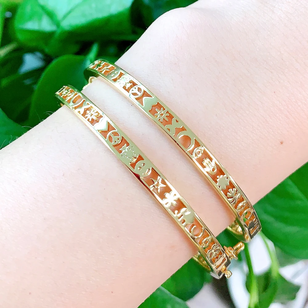 Bling Gold Plated High Polished Geometric Multi Shapes Bangle Bracelet For Women Party Gift Fashion Jewelry