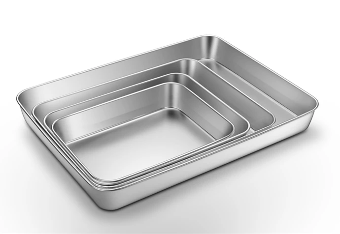 stainless steel food serving tray/stainless steel square plate/metal fruit tray